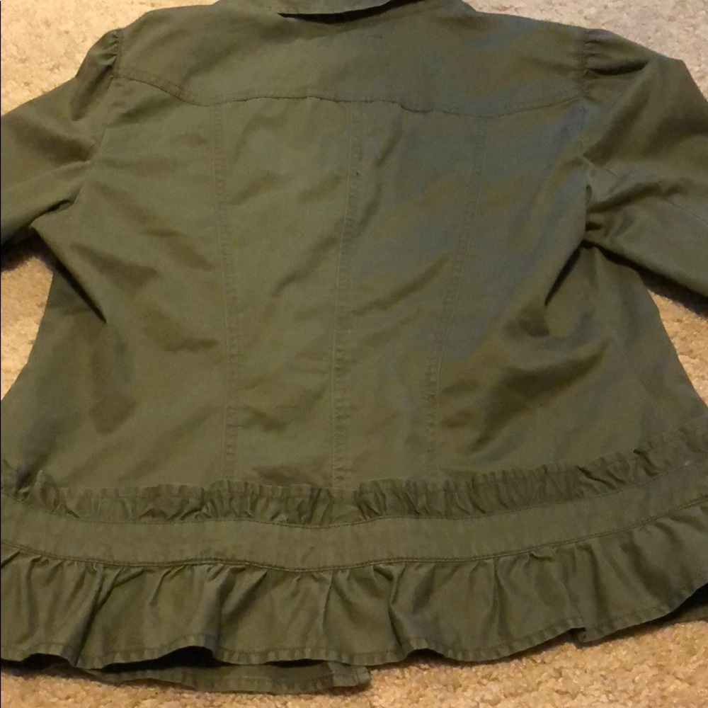 INC Army Green Fall Ruffle Jacket - Picture 5 of 5